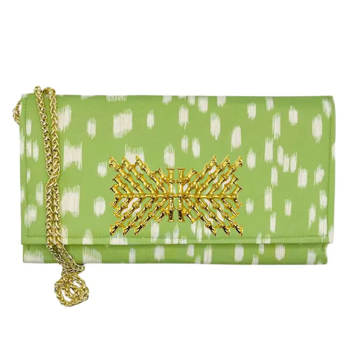 Garland bags Green Designer Fabric Crossbody Clutch with Chain