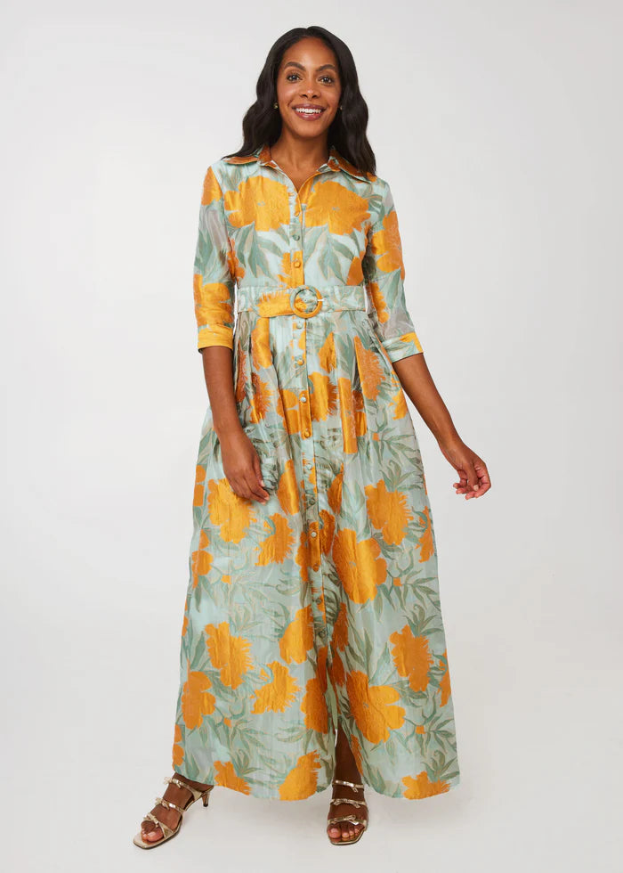 Abbey Glass Cecilia Gown orange pansy vine dress