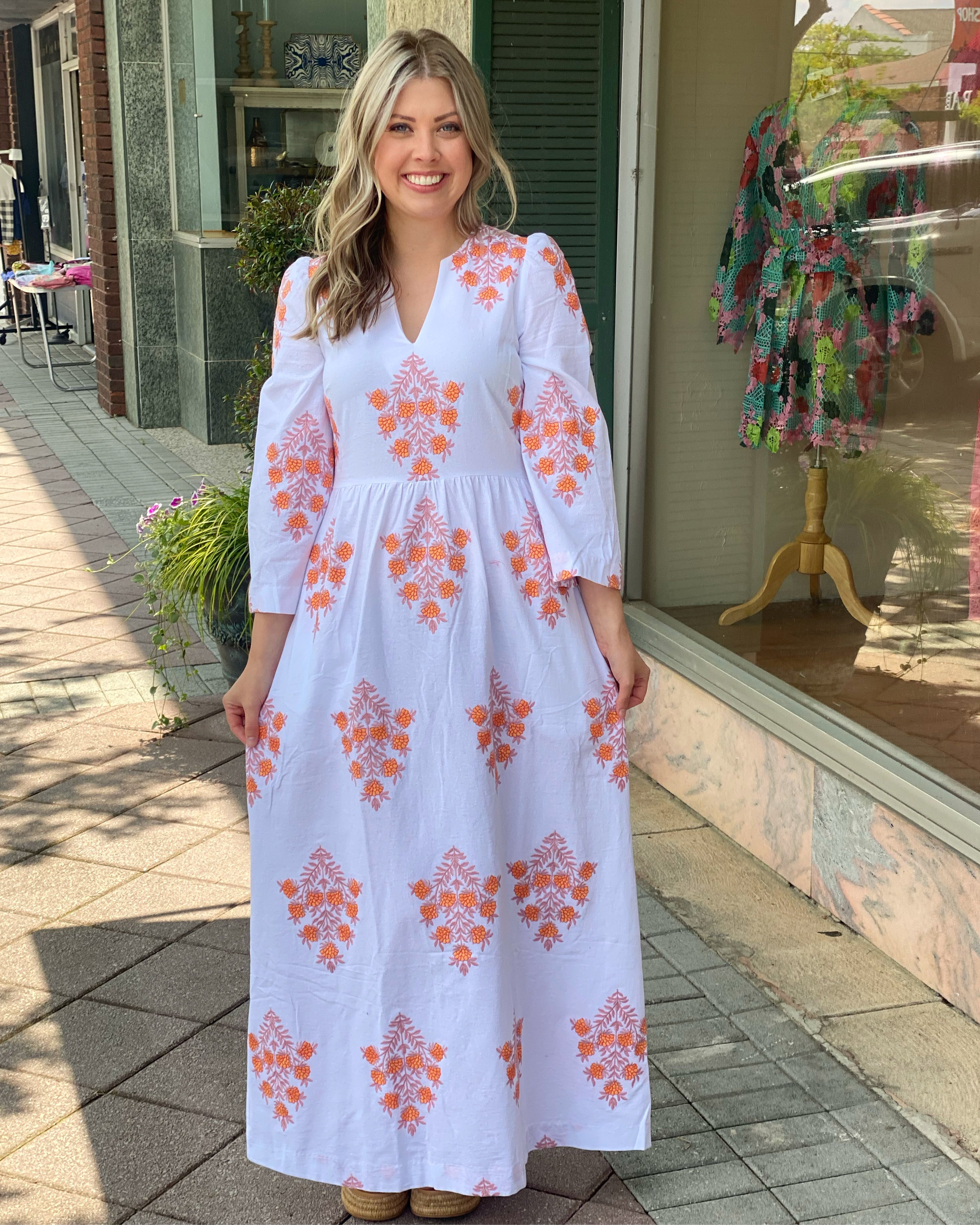 tyler boe dresses Cashmere Kim Cowl Dress in Greek Key by XS / MuLti side pockets Tyler Boe Lana Embroidered Maxi