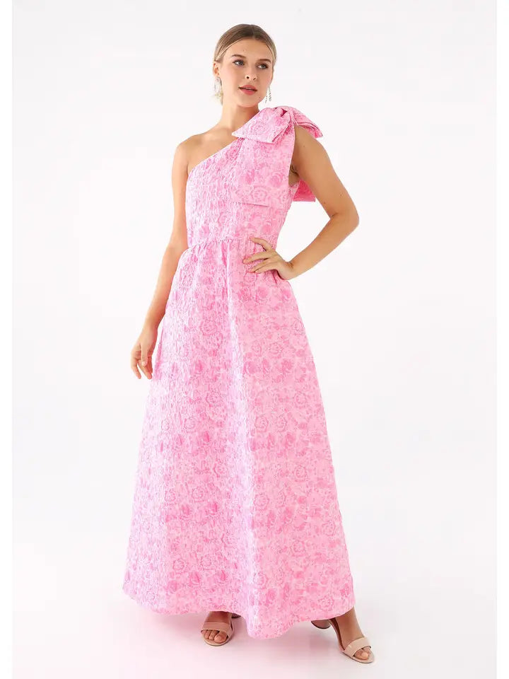 Abbey Glass Caroline Dress Pink Bubble Jacquard