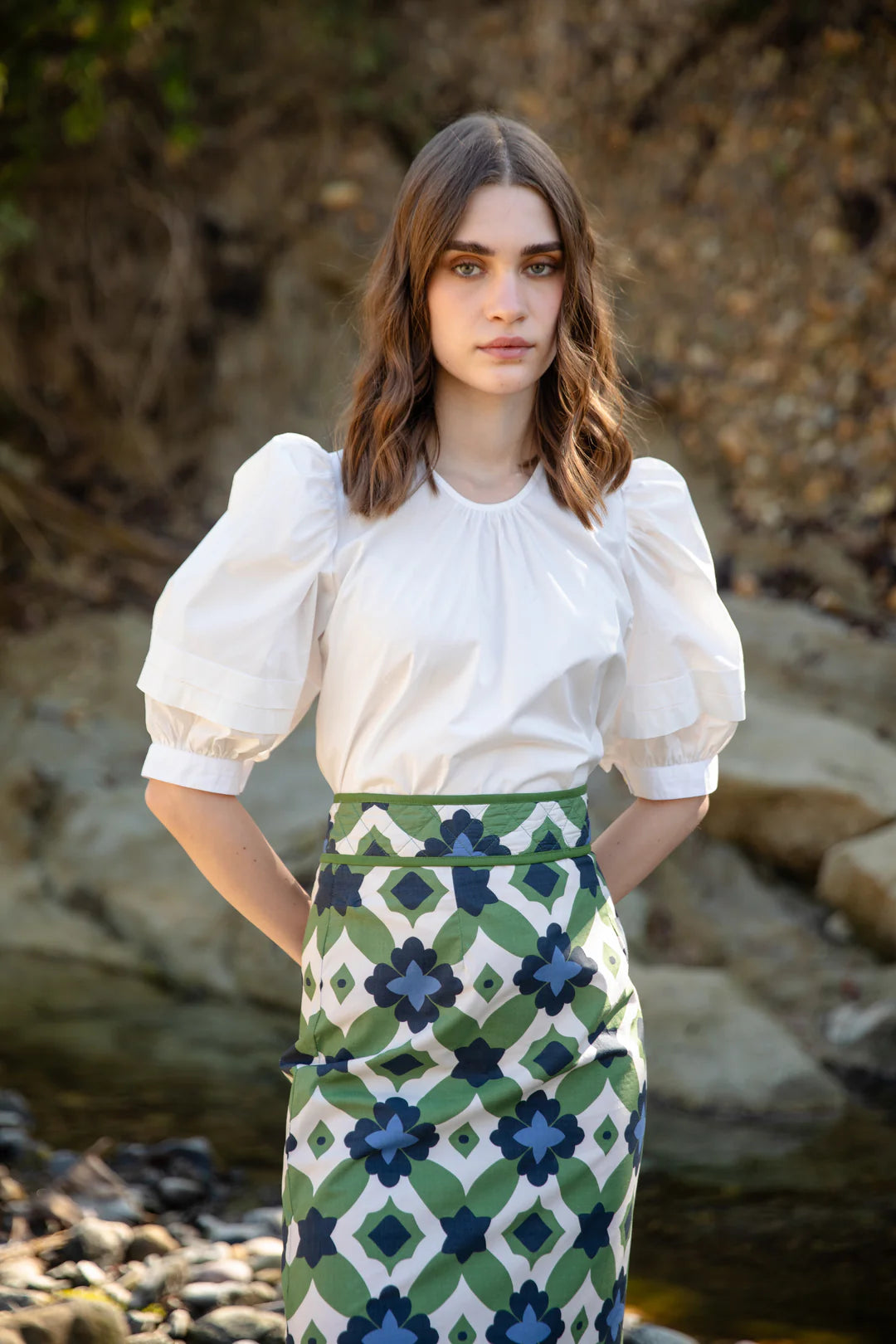 beyond by vera 1193 lilly top WHITE POPLIN