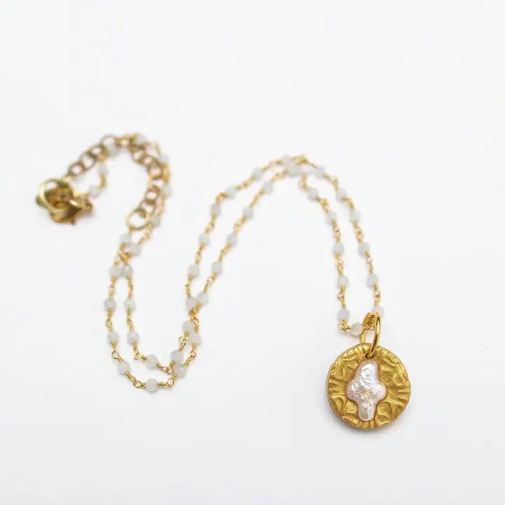 hidden truth Opal Chain with Pearl Cross necklace