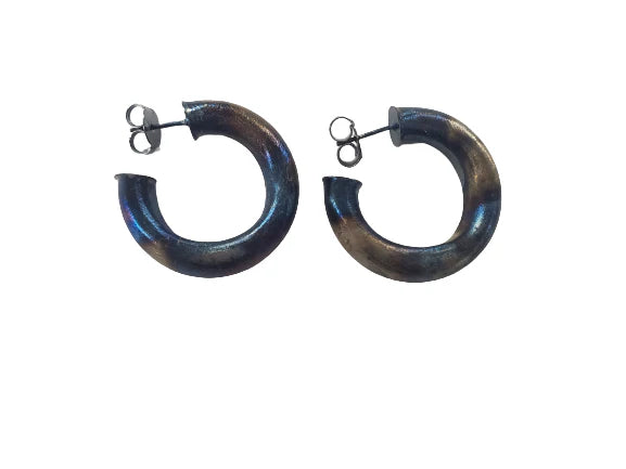 Sheila Fajl Burnished gun metal antique small chantal hoop earrings