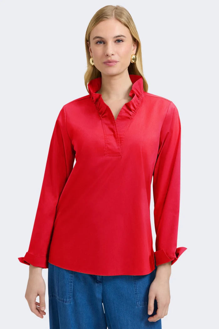 Foxcroft Tammy No Iron Stretch Long Sleeve Popover Shirt