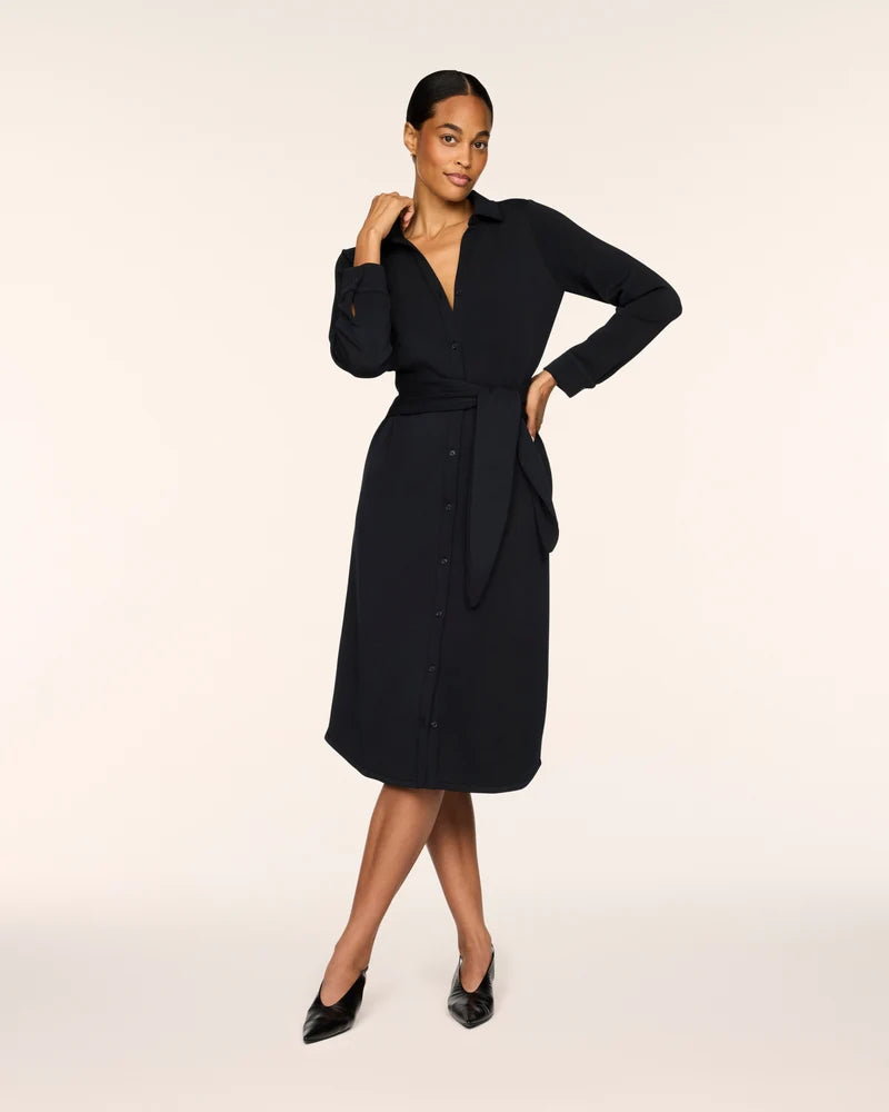 Spanx Black Tie Front Shirt Dress