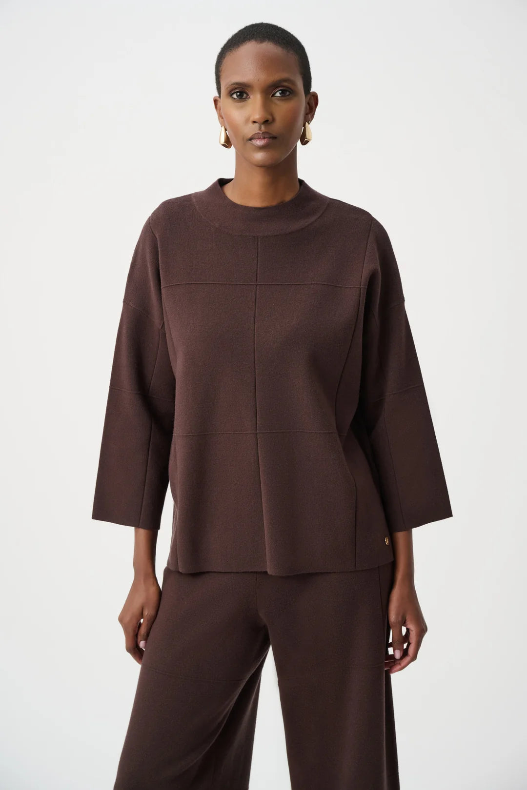 Joseph Ribkoff Sweater W Mock neck- Mocha