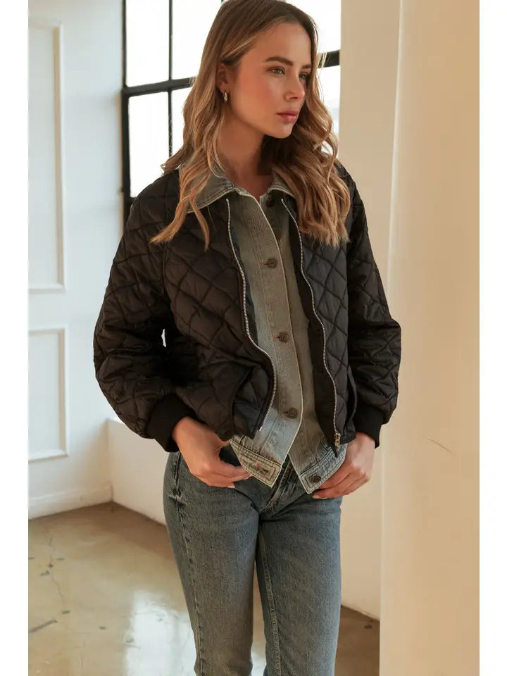 Janiel Puffer Jacket with Denim Combo