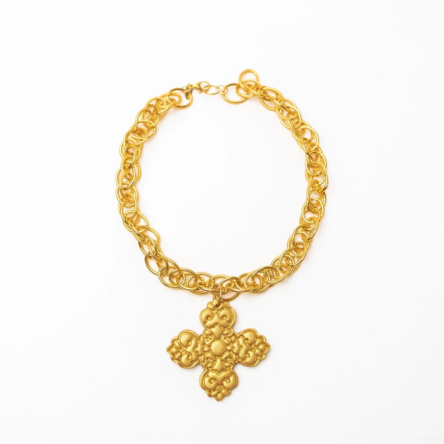 hidden truth 18" Double Gold Chain with Andrea Cross necklace