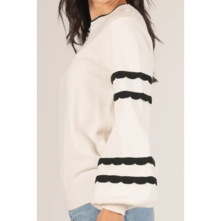Trim Balloon Sleeve Sweater