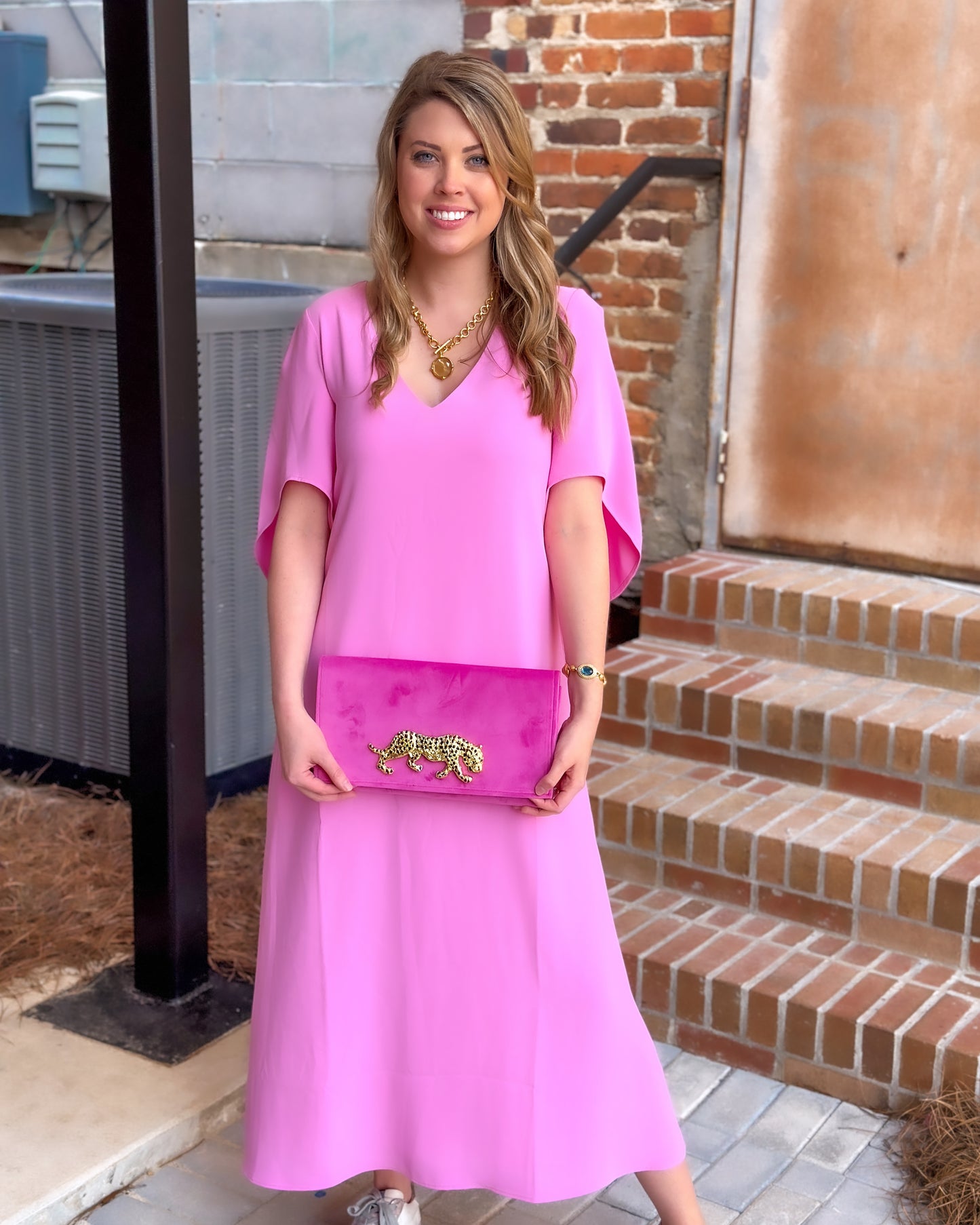 Anna Cate meredith midi fucshia pink dress