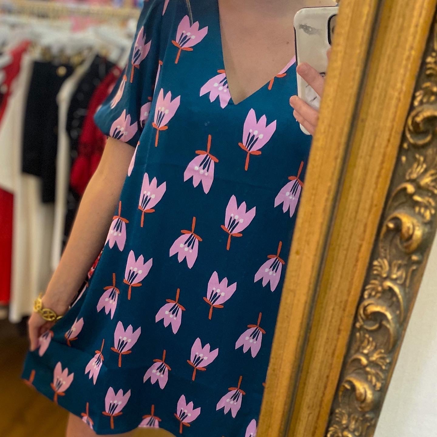 Karlie Poppy Satin Vneck signature