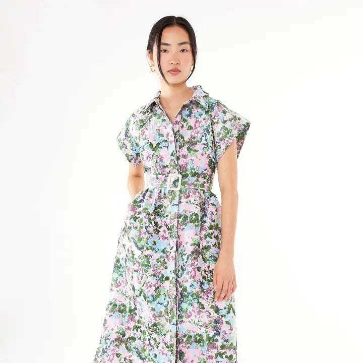 Abbey glass Harper Dress Pink Abstract Floral Jacquard