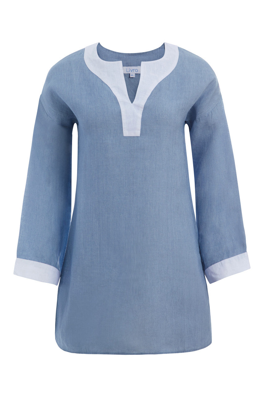Livro Mini Kaftan dress, Chambray Linen