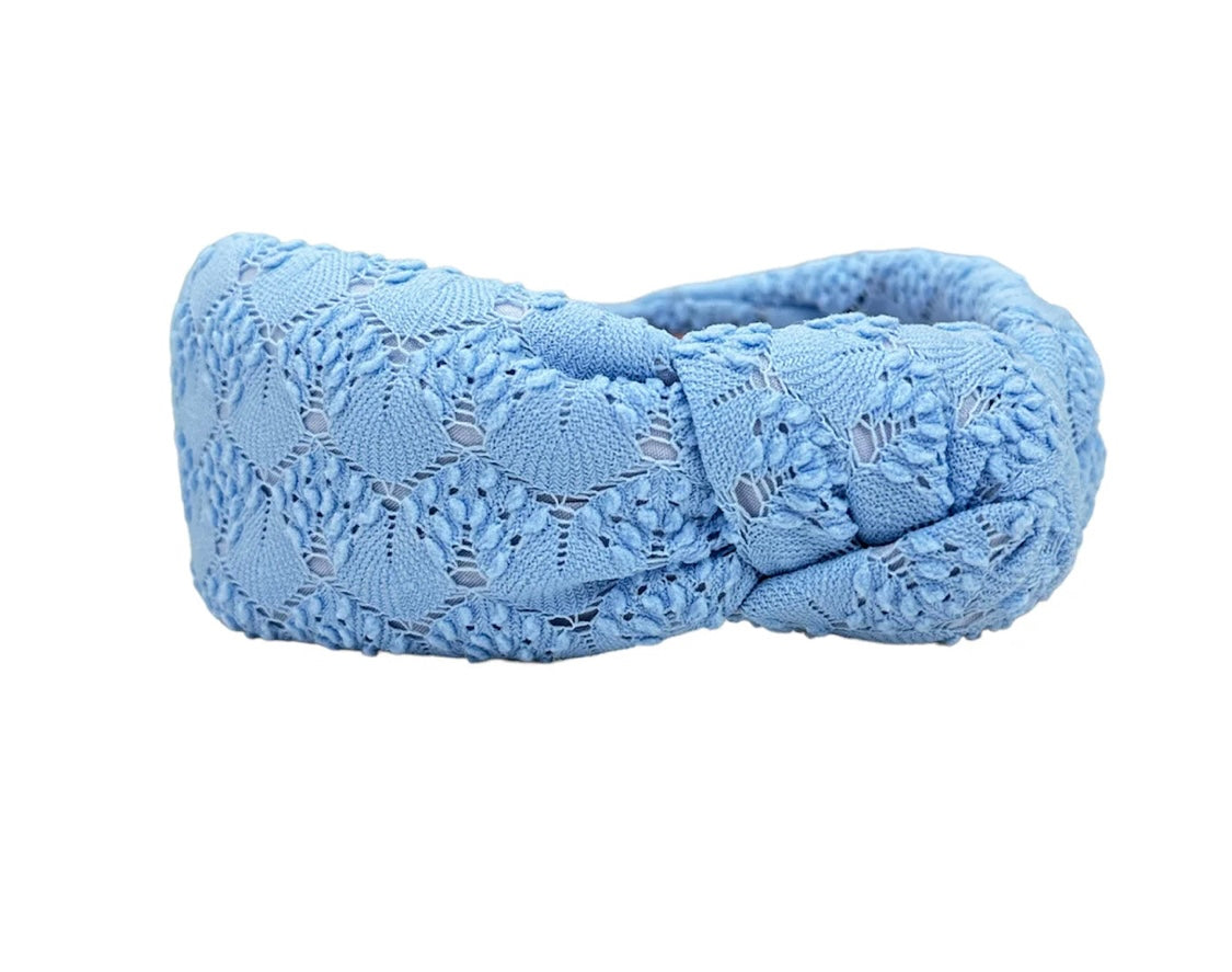 Bohemian Gemme spring blue eyelet knotted headband