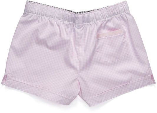 Claridge + King the boxer pale pink gingham shortie pants