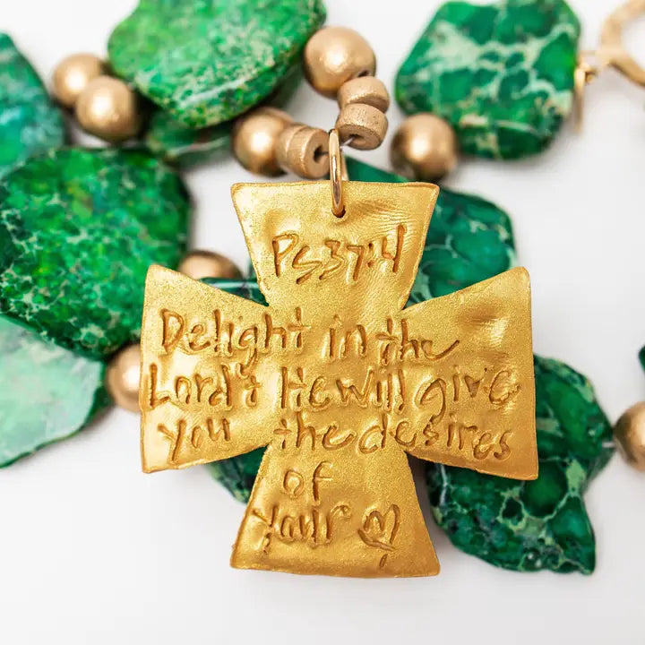 Hidden Truth Green Sea Jasper Nuggets with Anna Cross necklace