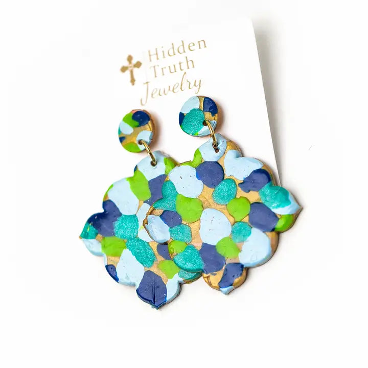 Hidden Truth Multi-blues Confetti Dangle earrings
