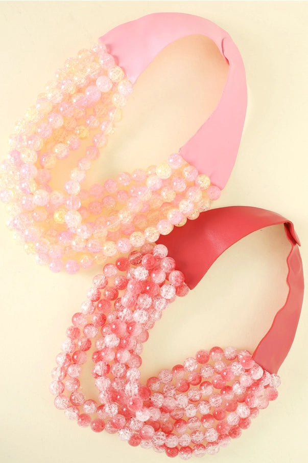 chunky beaded necklace light pink