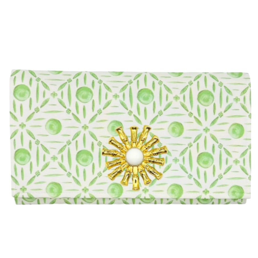 Garland Bags Green and White Pattern Clutch