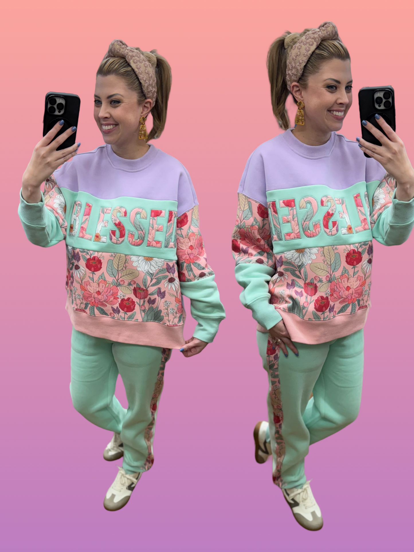 Blessed fleece lined top and pant Set