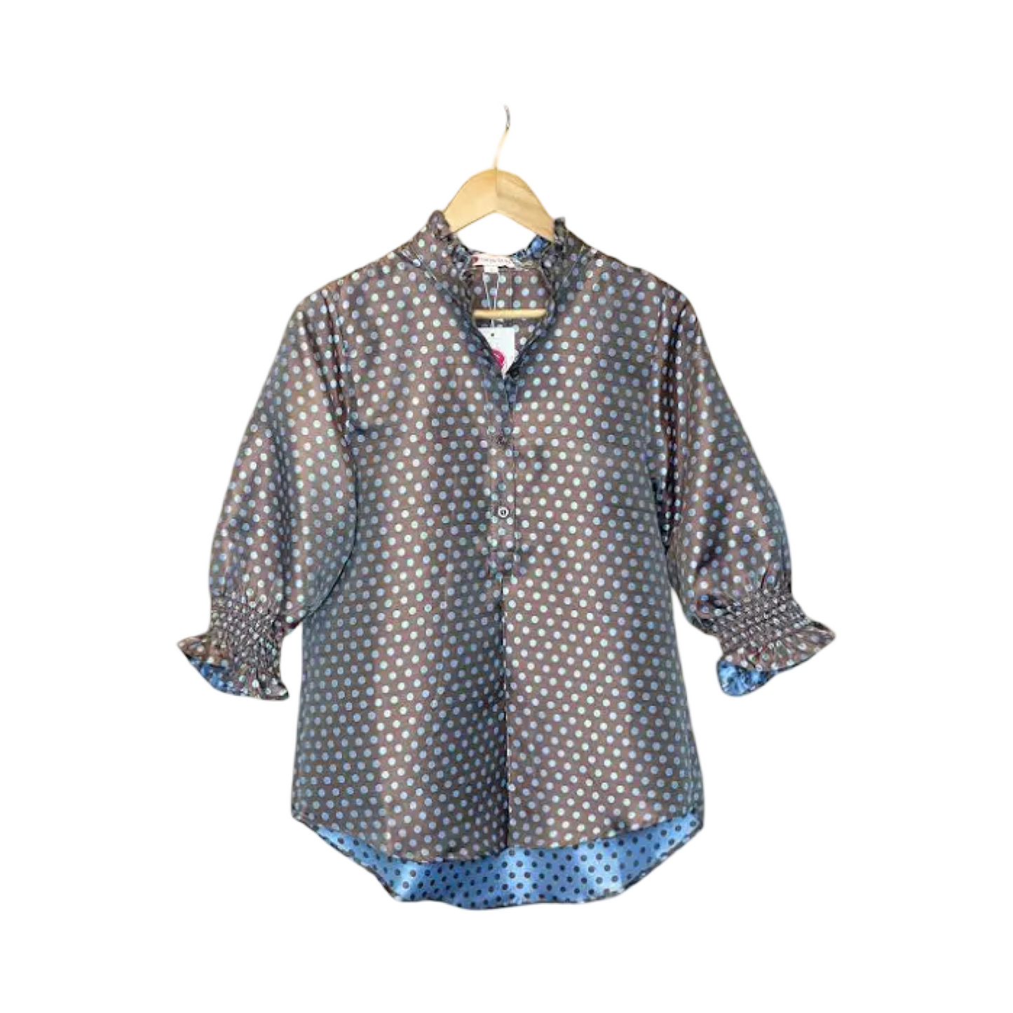 caryn lawn polkadot top