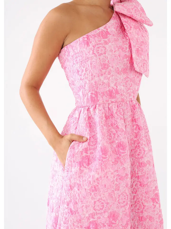 Abbey Glass Caroline Dress Pink Bubble Jacquard