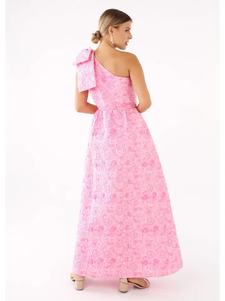 Abbey Glass Caroline Dress Pink Bubble Jacquard