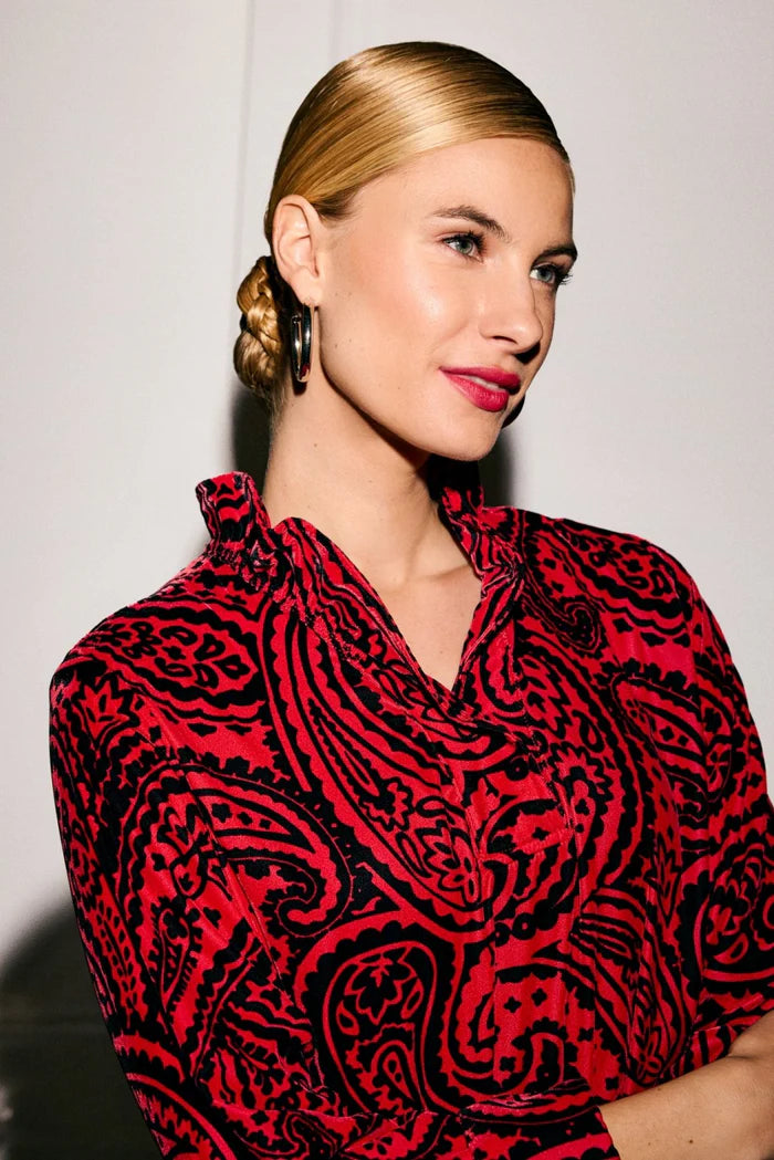 Tammy Velvet Paisley Long Sleeve Dress