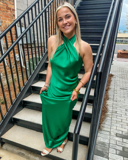 Amanda uprichard jade silk maxi dark green dress