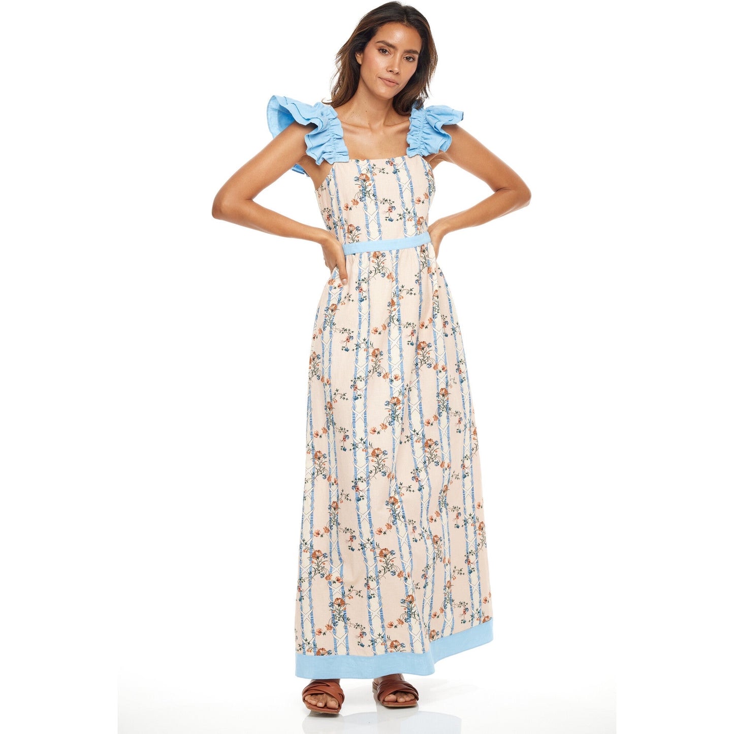 anna cate maris linen maxi dress