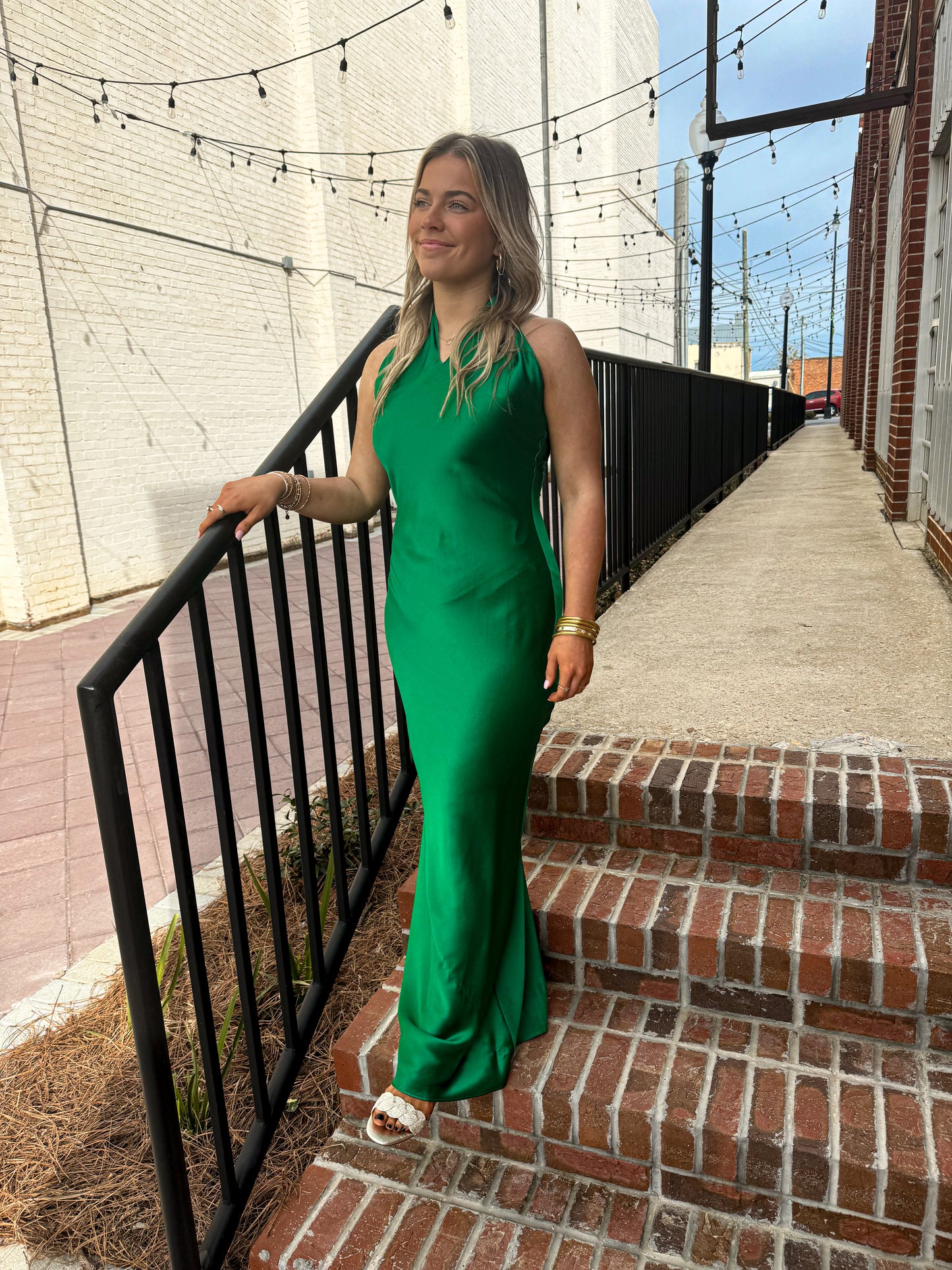 Amanda uprichard jade silk maxi dark green dress