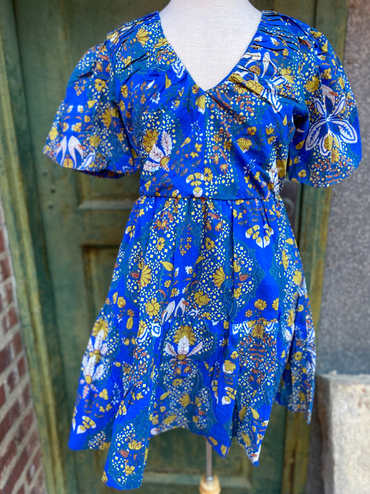 Anna Cate Sloan Dress blue lime print