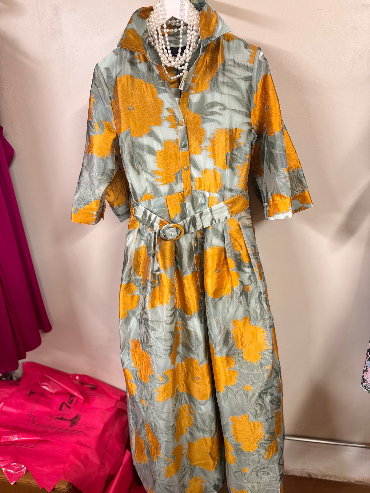 Abbey Glass Cecilia Gown orange pansy vine dress