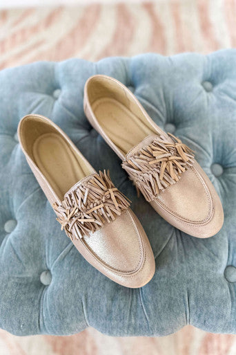 Chocolat blu champagne shimmer leather ilana flat