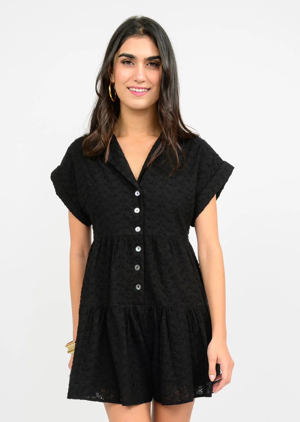 uncle frank eyelet romper black