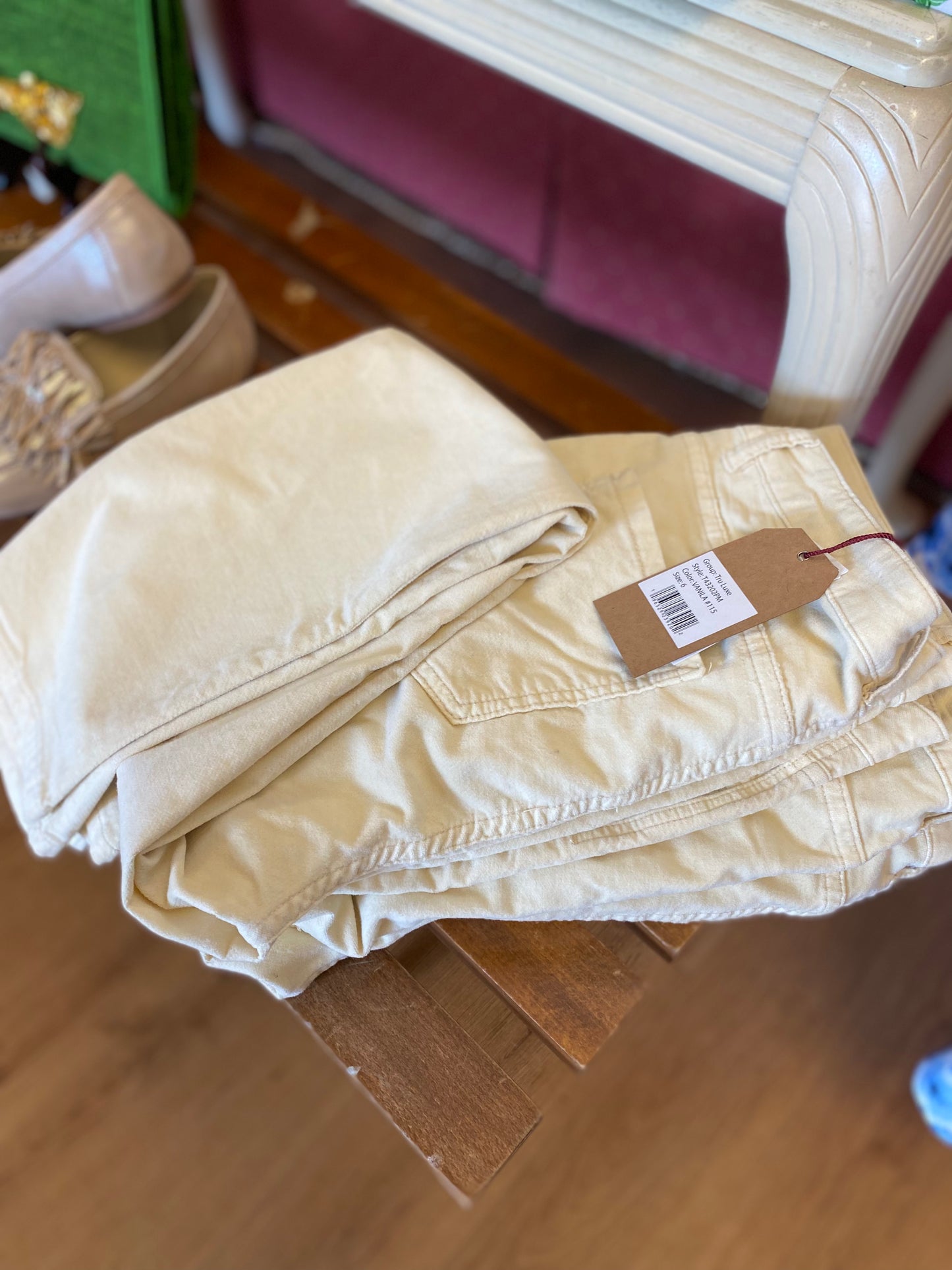 Tru luxe garment dyed velvet vanilla