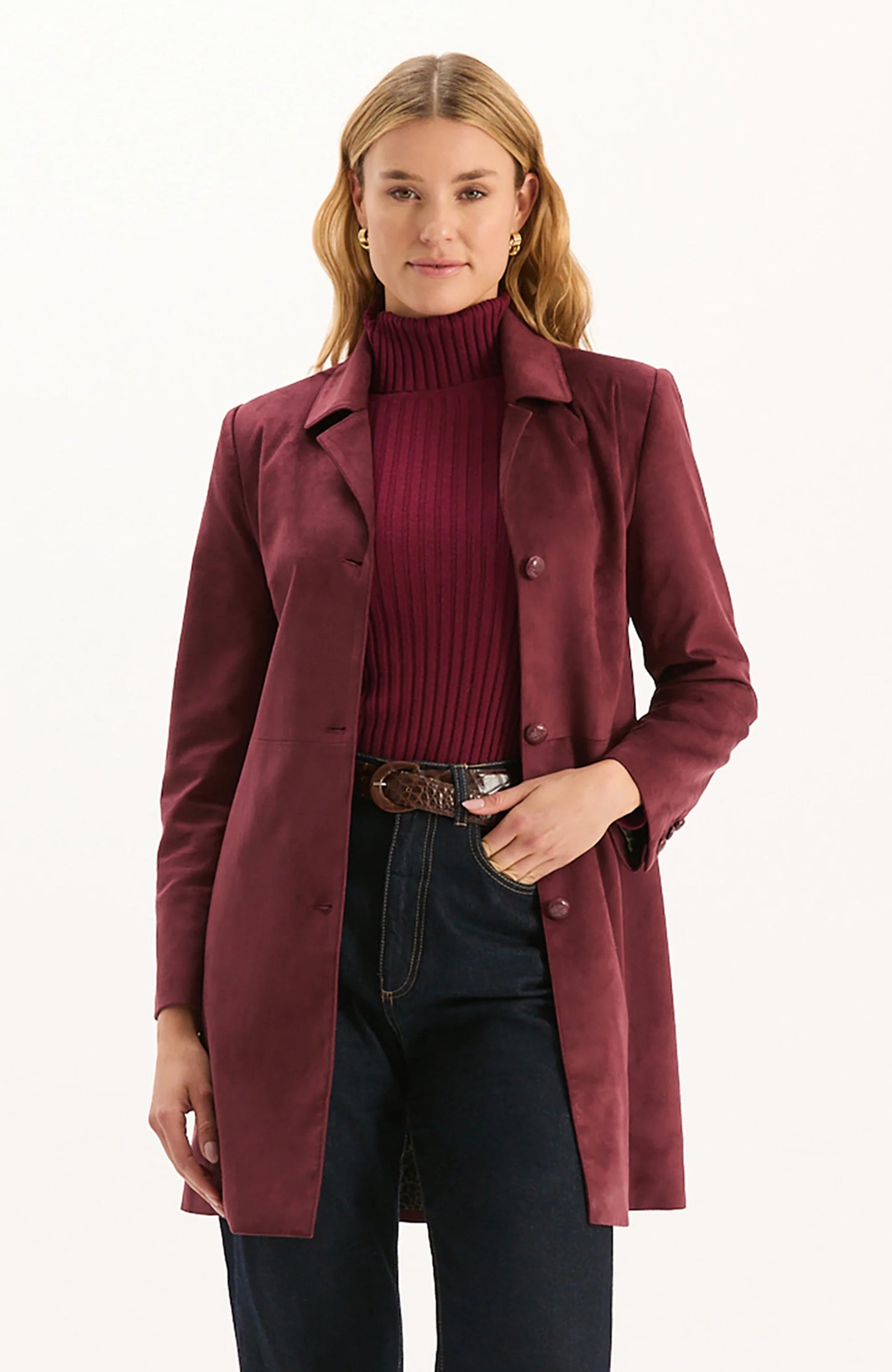 Jordan Faux Suede Jacket tawny port