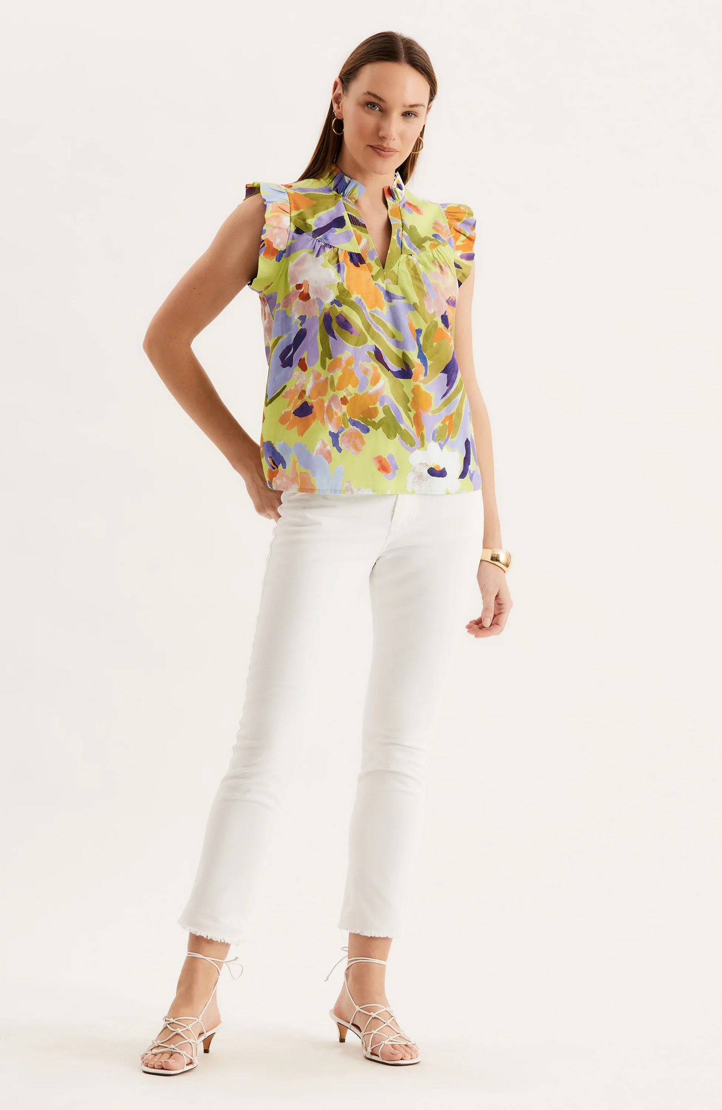tyler boe piper chartreuse floral top