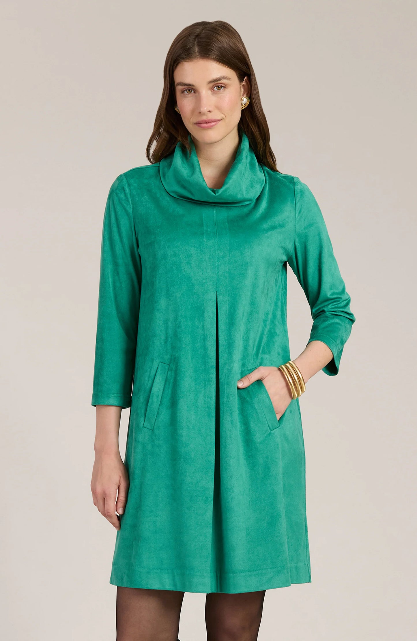 Tyler Boe Kim faux suede kelly green dress