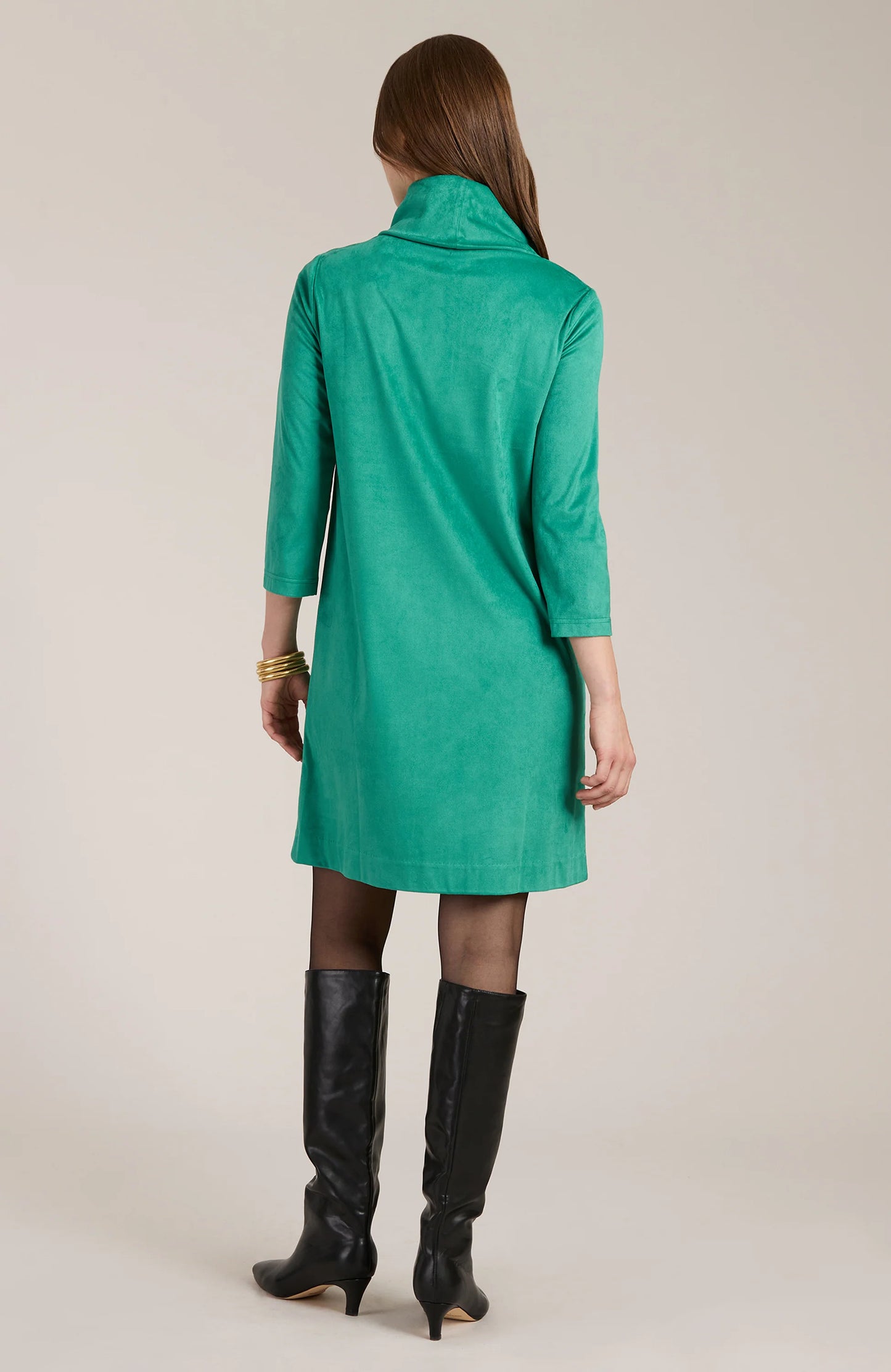 Tyler Boe Kim faux suede kelly green dress