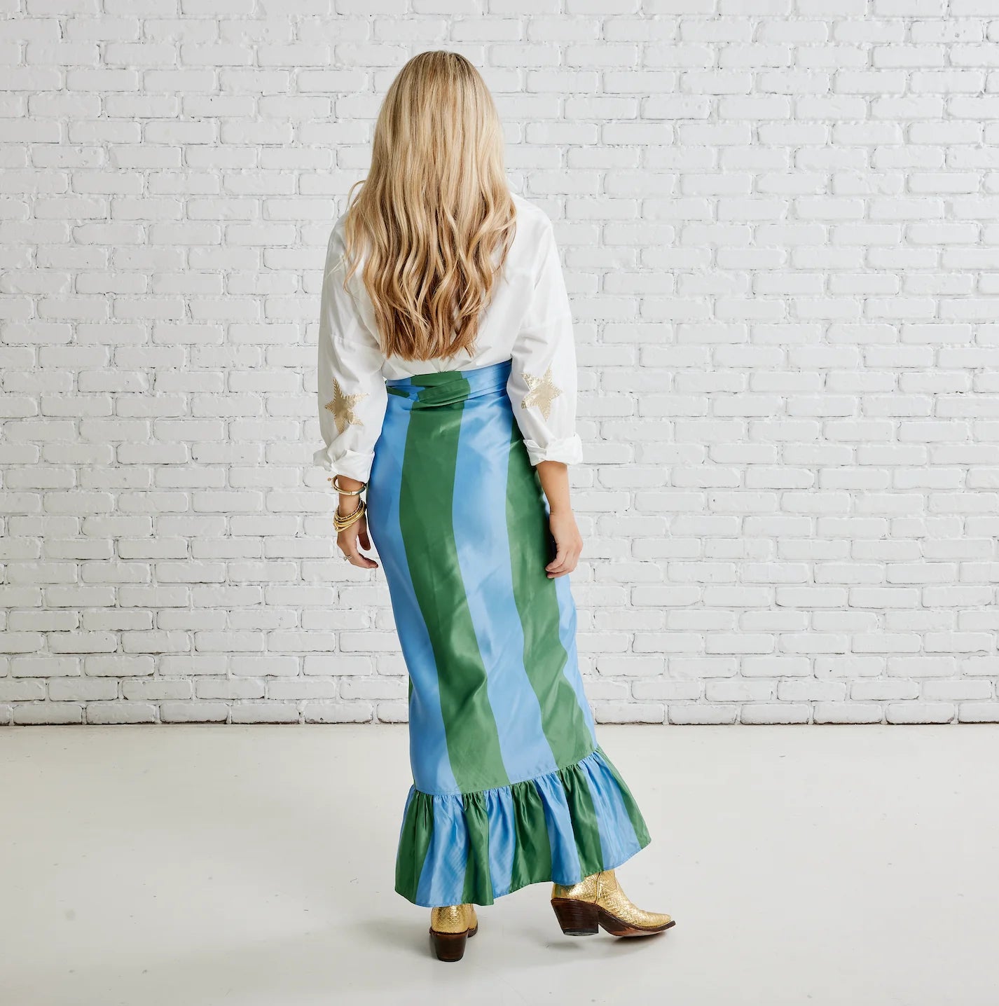 Whitney Wrap Green and Blue Stripe