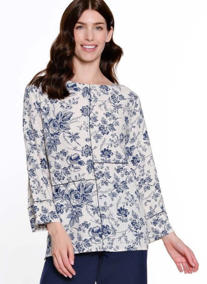 CRINKLE PRINT PATCHED TOP
