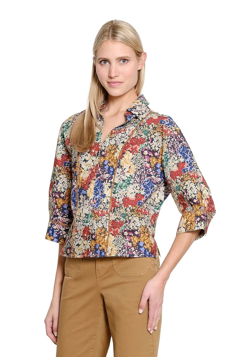 Tru Luxe Multi Split Neck Popover Top