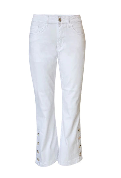 Ethyl white flare capri pant w/ buttons