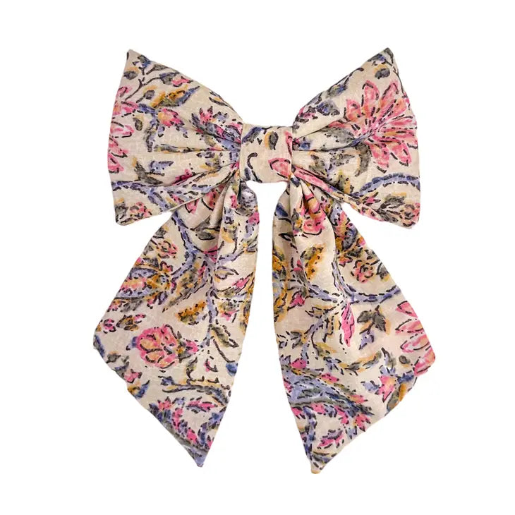 Bohemian Gemme floral block print hair bow