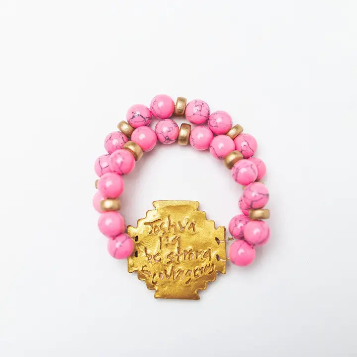 Hidden Truth Bright Pink with Jerusalem Cross bracelet