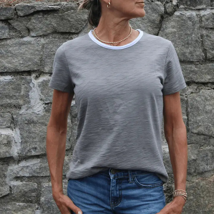 Short Sleeve Reverse Rebel Tee in Smoky Green top