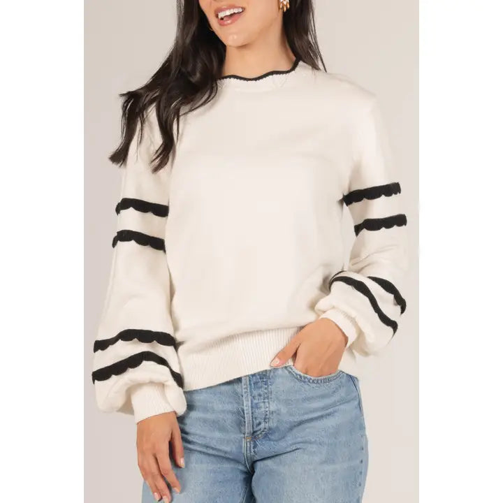 Trim Balloon Sleeve Sweater