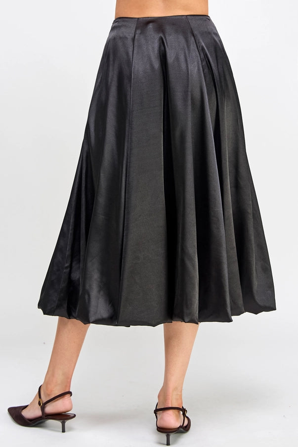 ballon midi skirt in satin