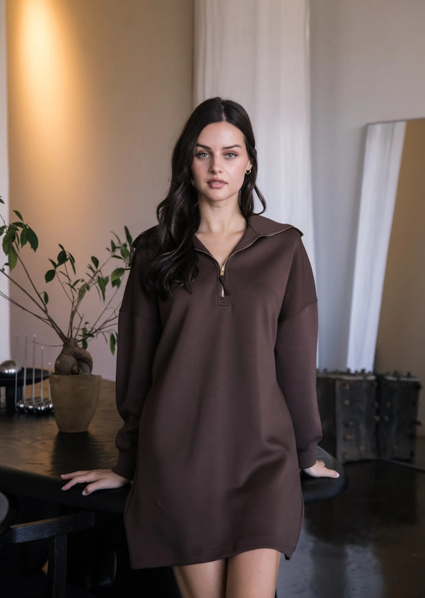 cocoa modal half zip dress